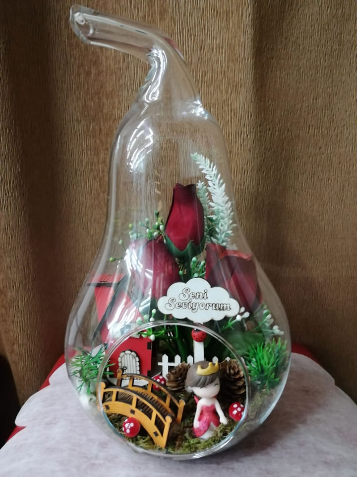 Orta Boy Armut Teraryum, tavşanlı terrarium